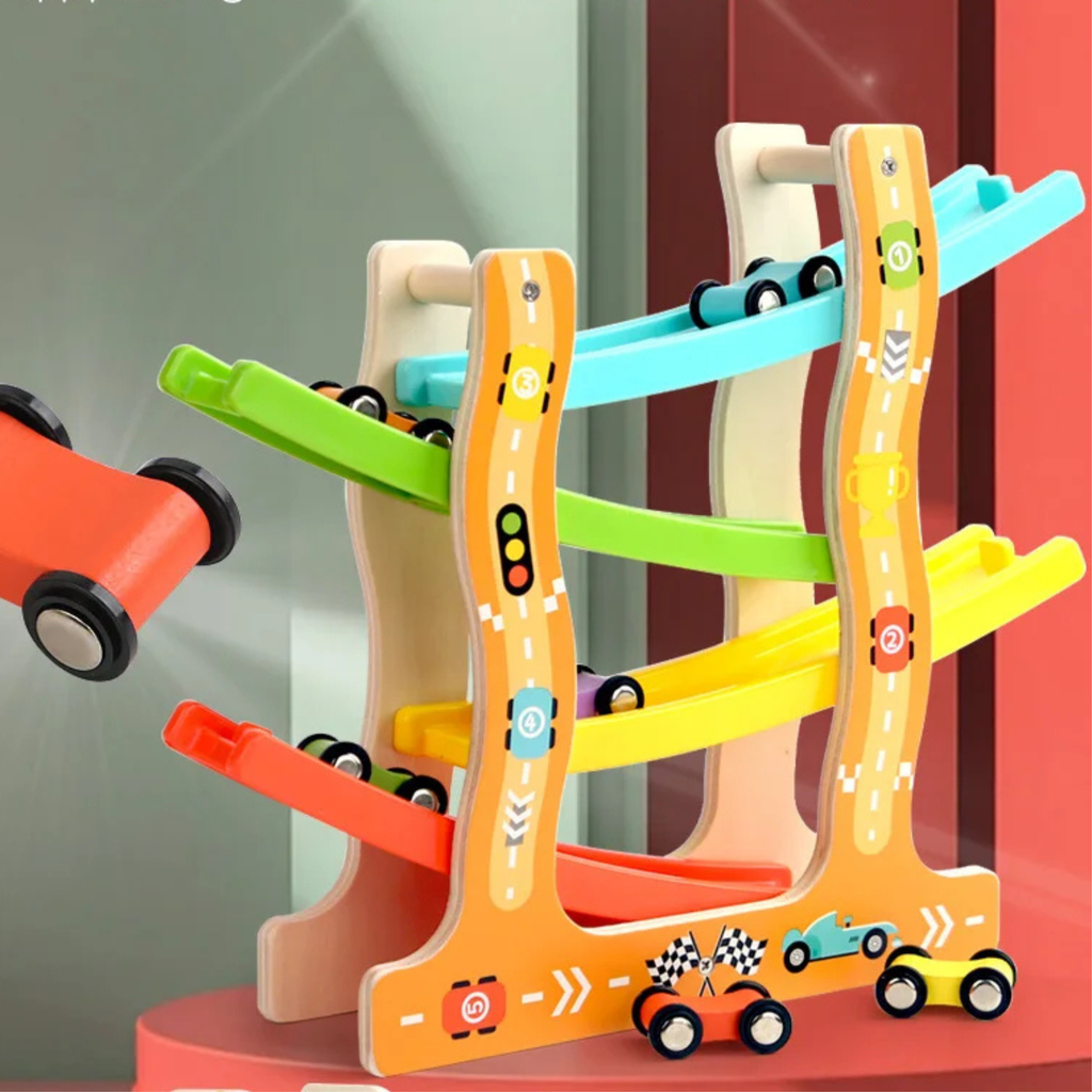Wooden Traffic Ramp Racer – Montessori Learning Toy for Toddlers