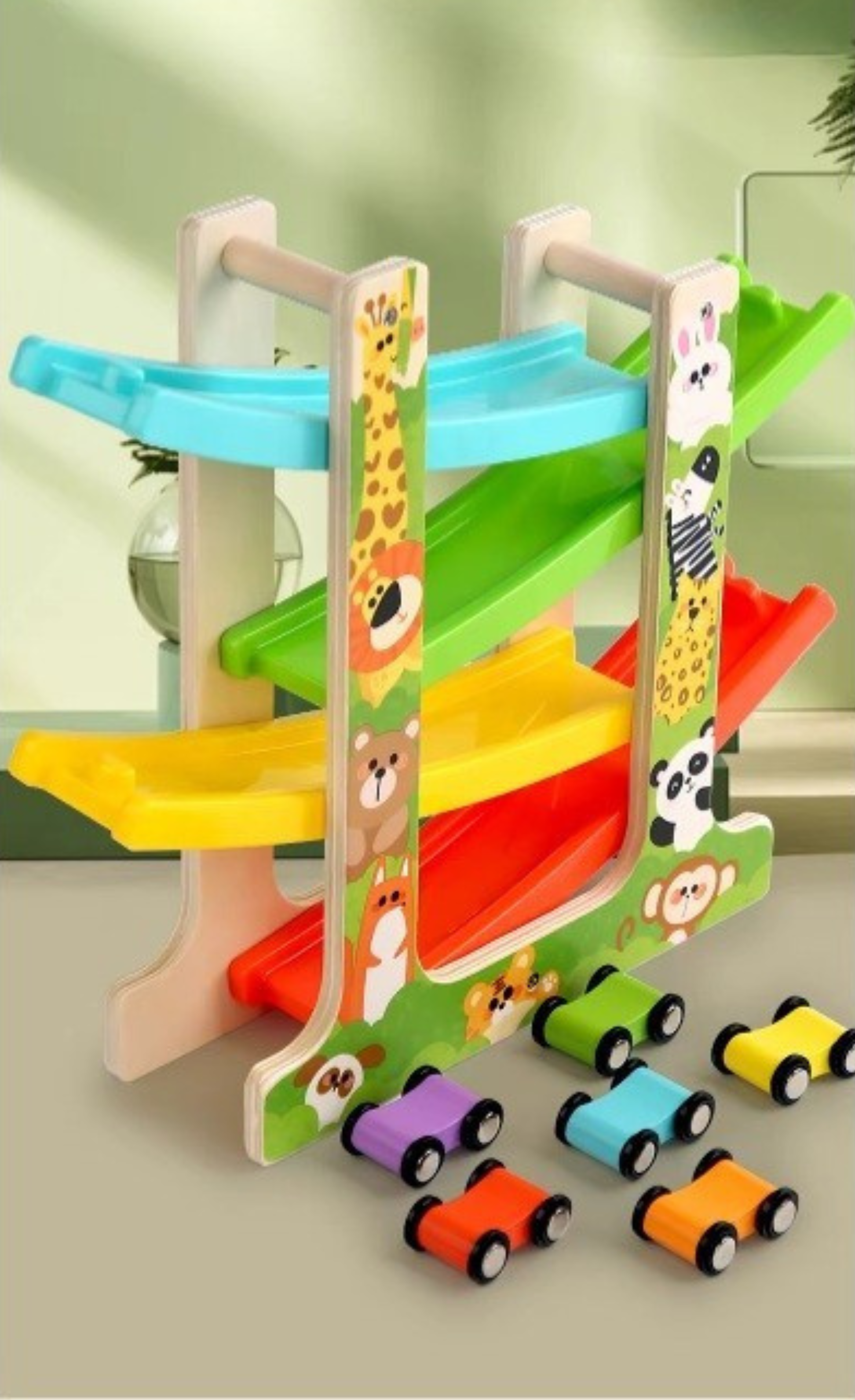 Wooden Traffic Ramp Racer – Montessori Learning Toy for Toddlers